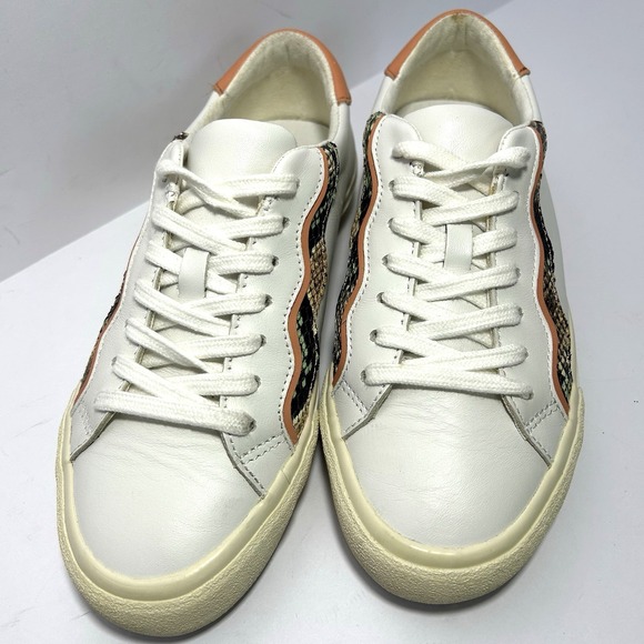 Madewell Low Top Snake Print White‎ Leather Sneakers Women's Size 6.5 - Picture 3 of 9